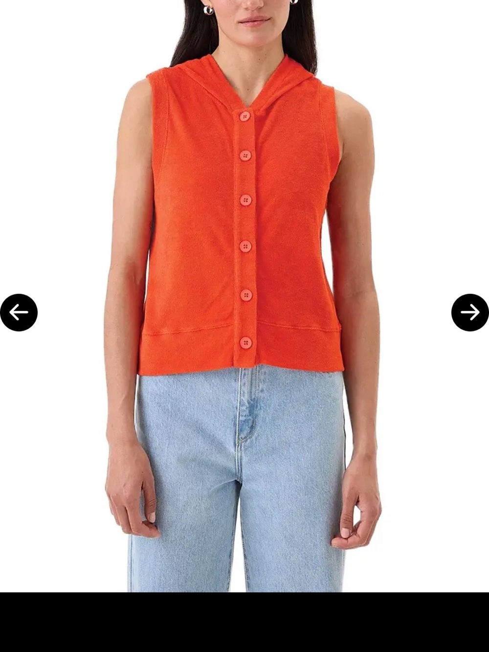 New Goldie Lewinter Sleeveless Hooded Button-Front Micro terry vest - fiesta